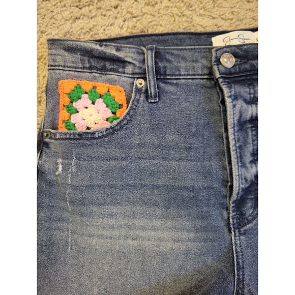 Jessica Simpson Infinite High Waist Crochet Cut Off jean Shorts, 29, NWT - Picture 3 of 6